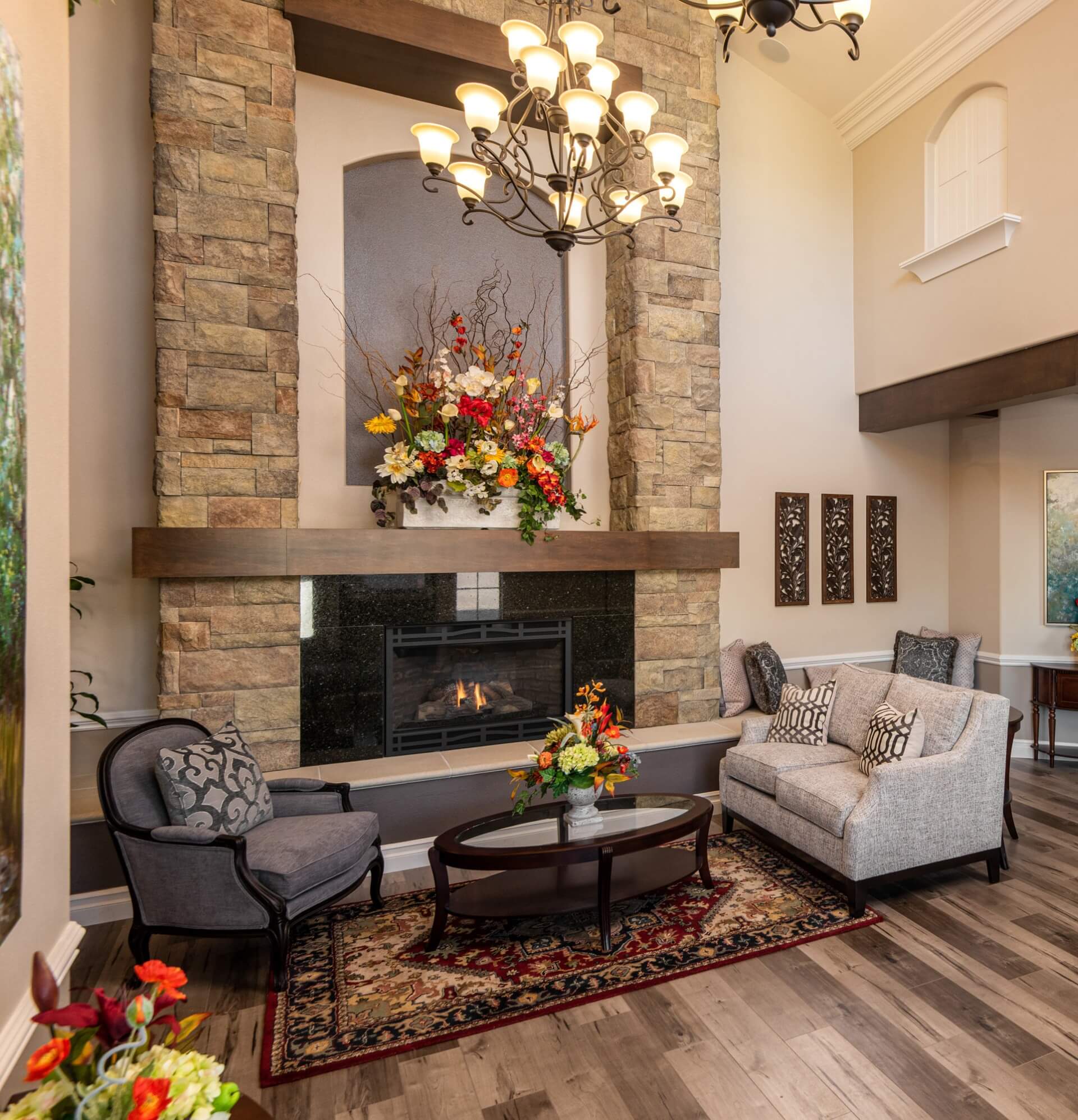 photo of the fireplace at one of ActivCare Memory Care Communities in Orange County